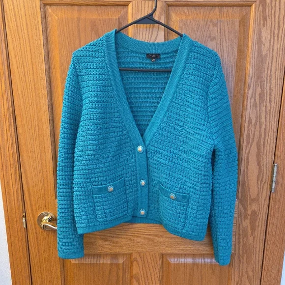 Talbots Turquoise Cardigan Sweater - Picture 2 of 9